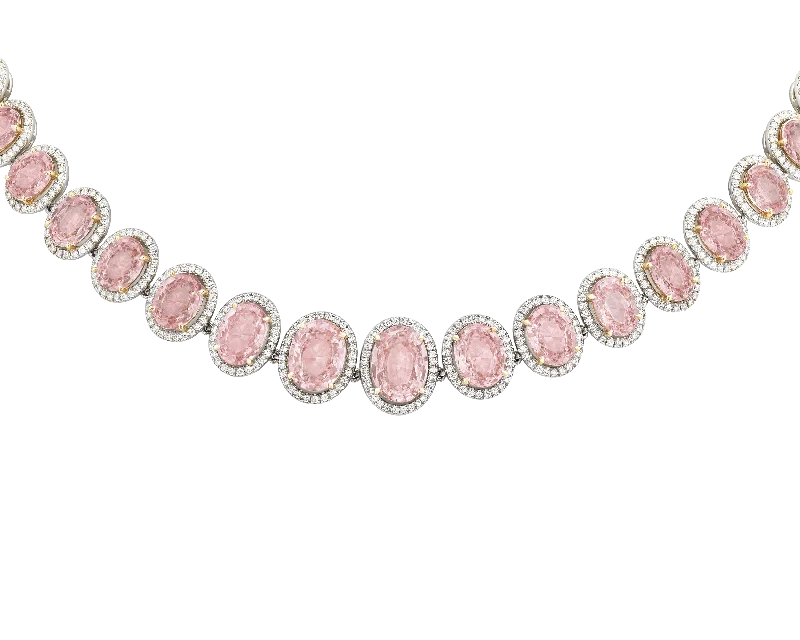 Ladies sturdy steel necklaces -Padparadscha Sapphire Necklace, 58.31 Carats