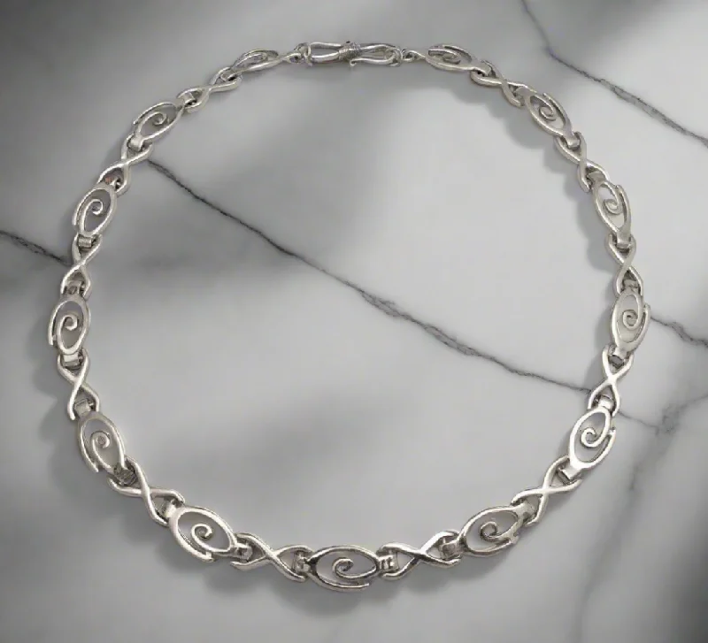 Ladies mirror polish necklaces -Spiral Necklace, sterling silver necklace, Greek necklace (PE-07)