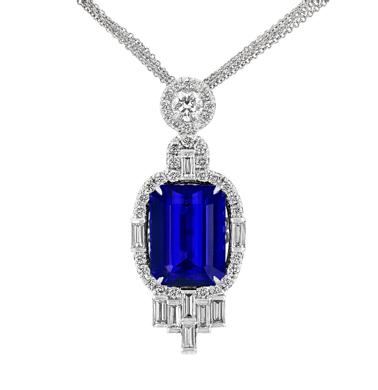 Ladies club pride necklaces -Tanzanite Pendant Necklace, 25.74 Carats