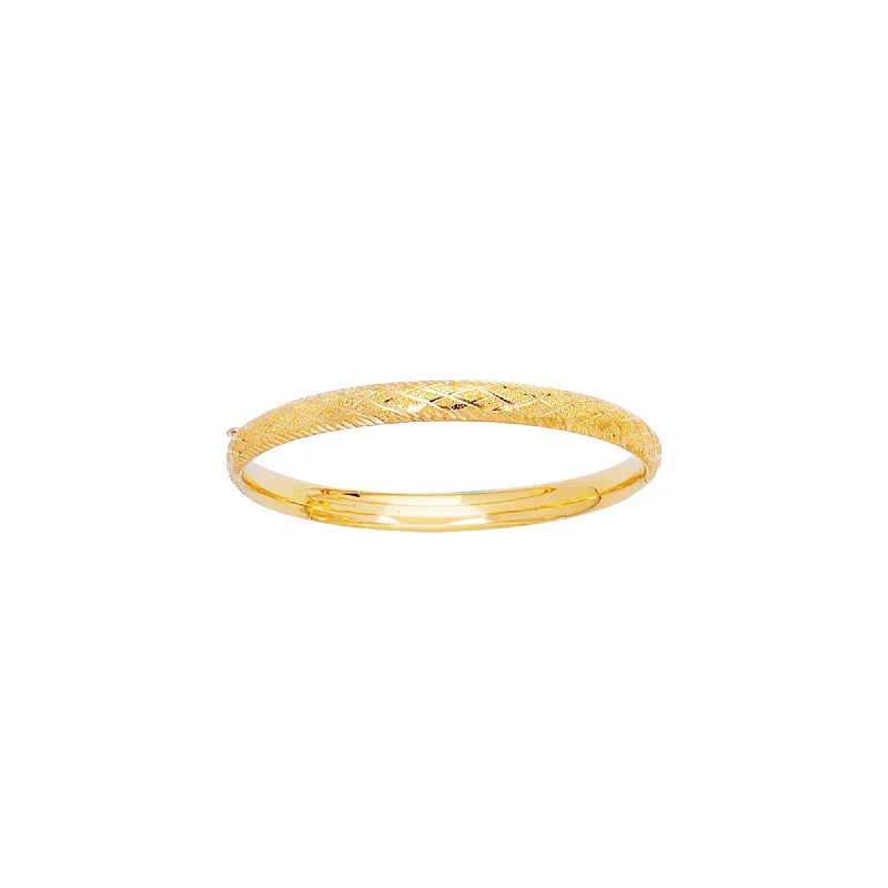 Tropical breeze bracelets -14K Yellow Gold Diamond Cut X Pattern Childrens Bangle