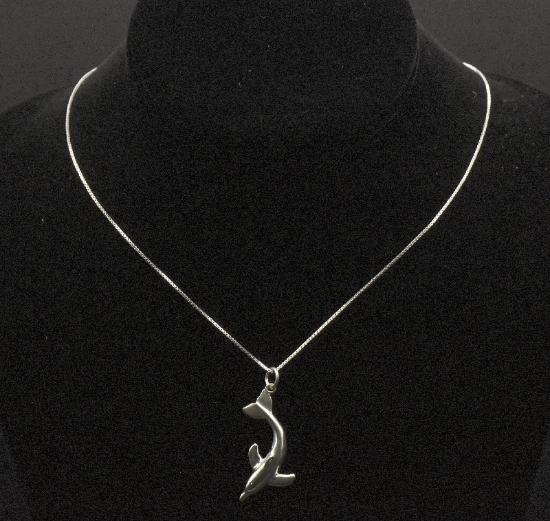 Ladies baroque splendor necklaces -Sterling Silver Dolphin Pendant on Sterling Silver Chain Necklace - 18.25"