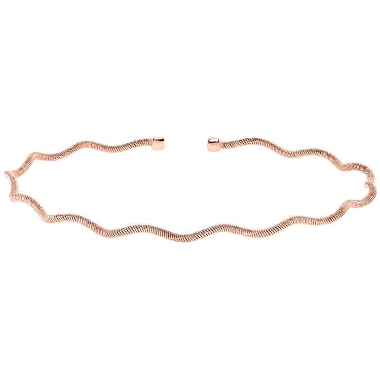 Abstract flow bracelets -Rose Gold Finish Sterling Silver Thin Wavy Cable Cuff Bracelet