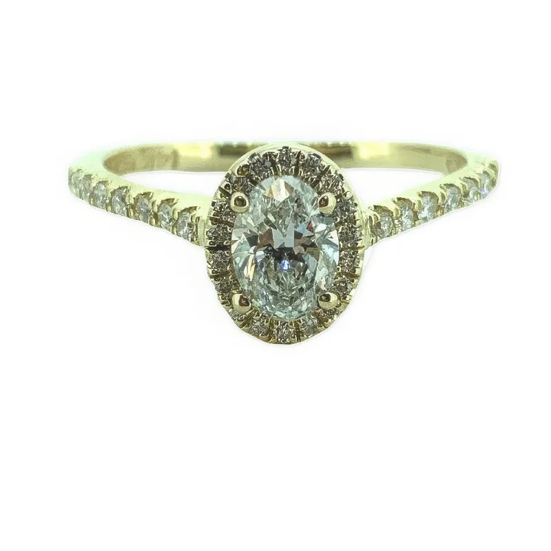 Ladies Engagement Rings Lunar Glow-14KT Yellow Gold Oval-0.50CTW/32RD-0.35CTW Diamond Engagement Ring