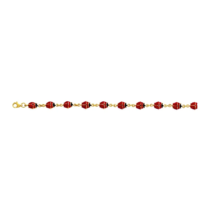 Clustered gem bracelets -14K Gold Lady Bug Bracelet