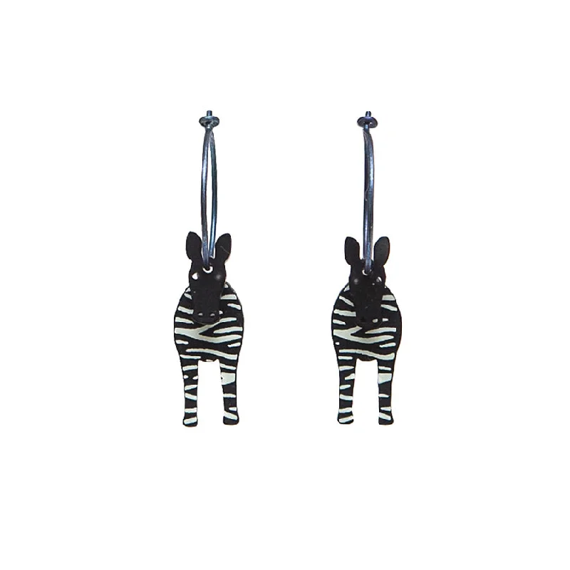 Ladies Earrings Ethnic Spark-Lene Lundberg K-Form Black/White Zebra Earrings