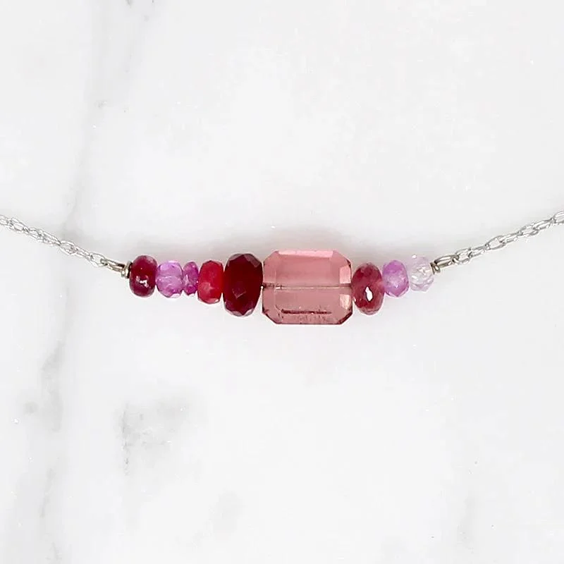 Ladies harmonious blend necklaces -Olio Arc Necklace in Reds & Pinks by brunet