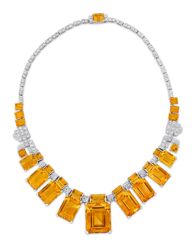 Ladies understated minimal necklaces -Citrine and Diamond Necklace