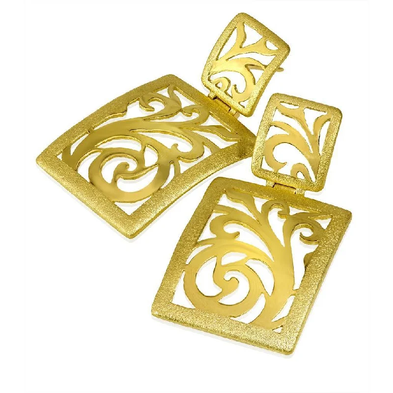 Ladies Earrings for Hero Glow-Gold Ornament Contrast Texture Drop Earrings