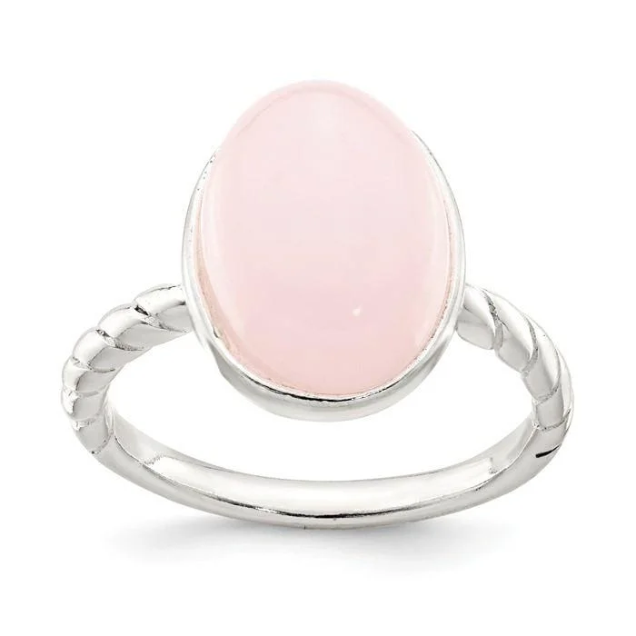 Ladies Rings Dark Glow-Sterling Silver Rose Quartz Oval Ring