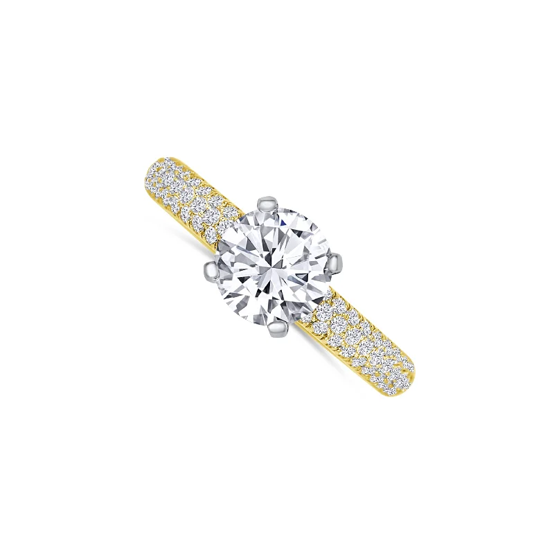 Ladies Engagement Rings with Natrolite Glow-14K Yellow Gold Round 1.01 Carat Diamond Engagement Ring