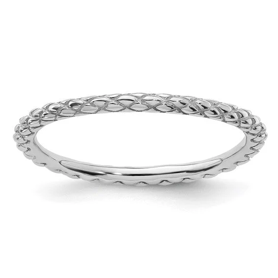 Ladies Rings for Teacher Shine-Sterling Silver Stackable Expressions Criss Cross Pattern Ring