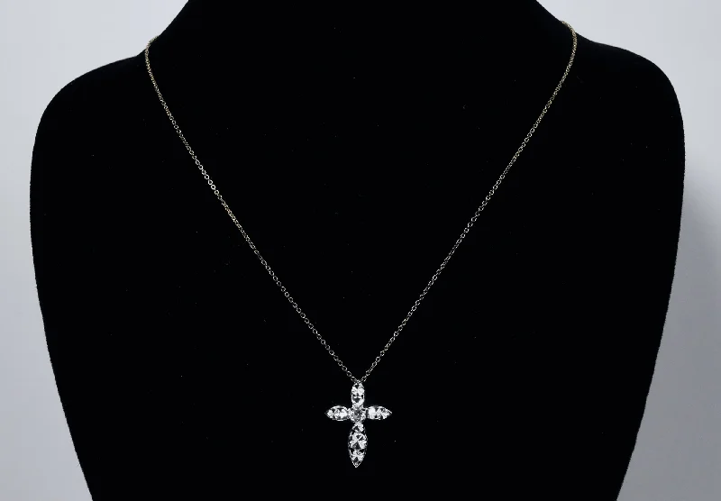 Ladies striking fashion necklaces -Sterling Silver Laser Cut Pierced Design Crucifix Pendant on Sterling Silver Chain Necklace - 18"