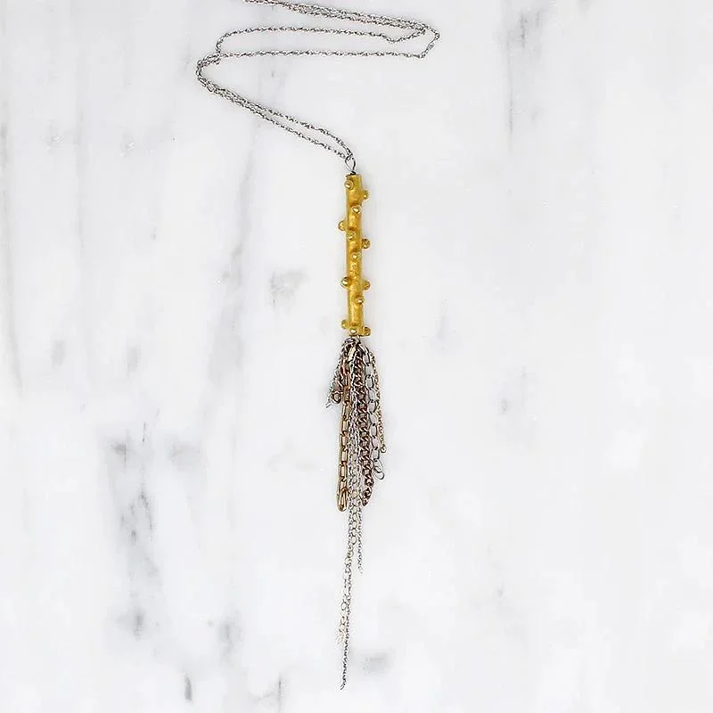 Ladies ancestral tribal necklaces -Golden Twig Necklace by brunet