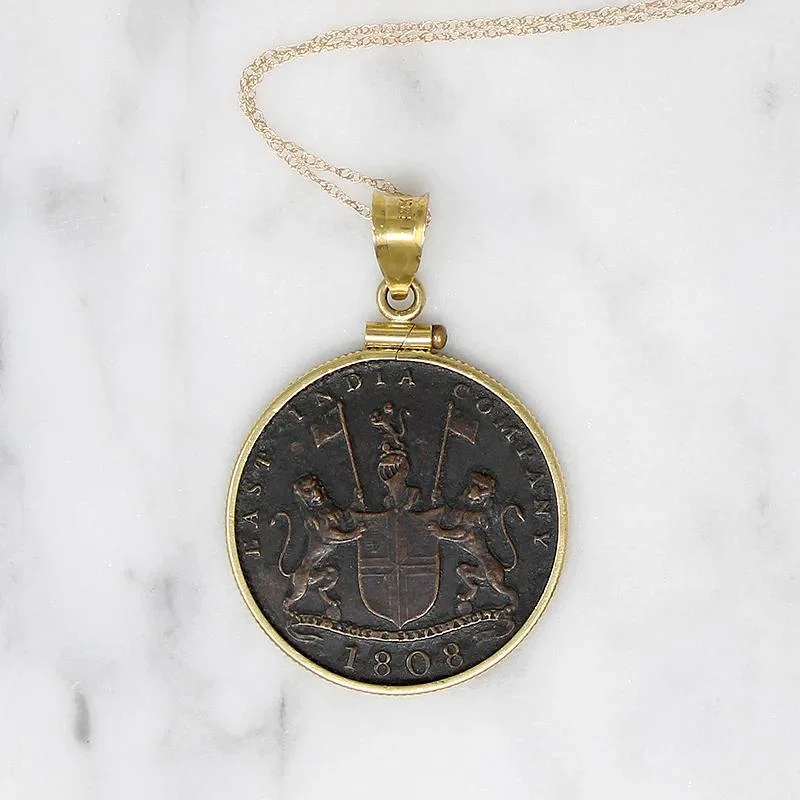 Ladies fauna inspired necklaces -X Cash East India Co. 1808 Coin in Gold Necklace