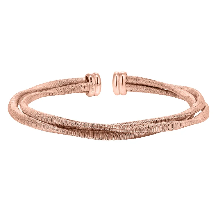 Faithful mark bracelets -Rose Gold Finish Sterling Silver Loosely Twisted Three Cable Cuff Bracelet