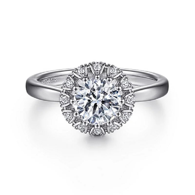 Ladies Engagement Rings Rose Spark-Gabriel & Co Addie - 14K White Gold Round Halo Diamond Engagement Ring