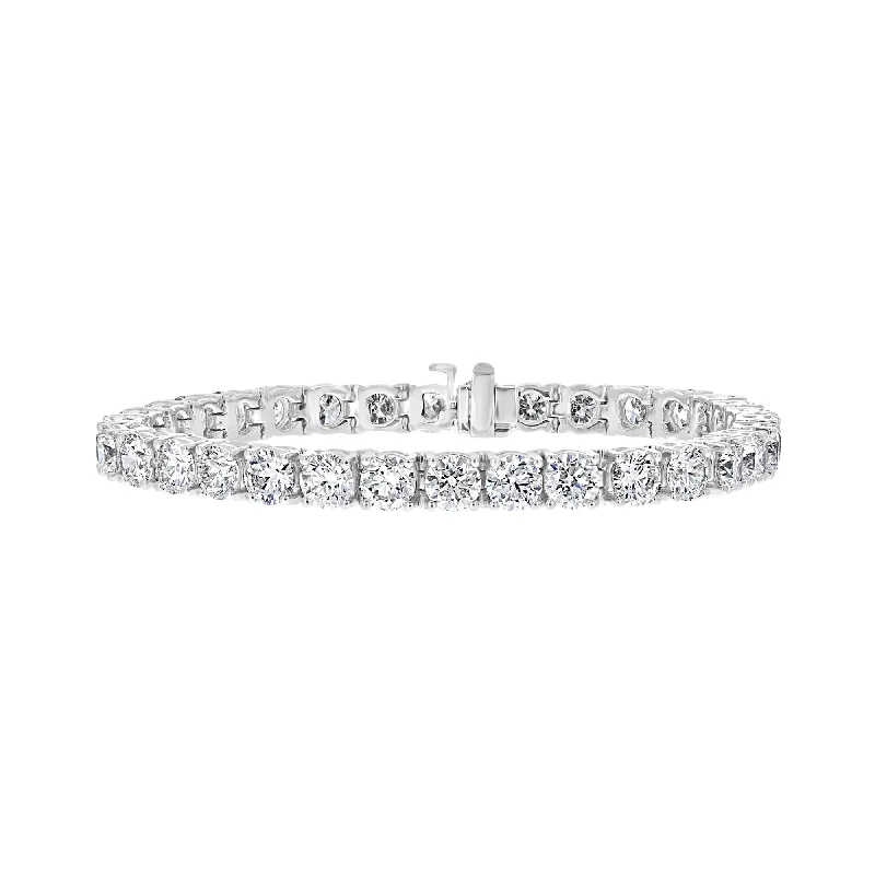 Bespoke custom bracelets -14KT WHITE GOLD 17.15 CTW ROUND DIAMOND 4 PRONG TENNIS BRACELET