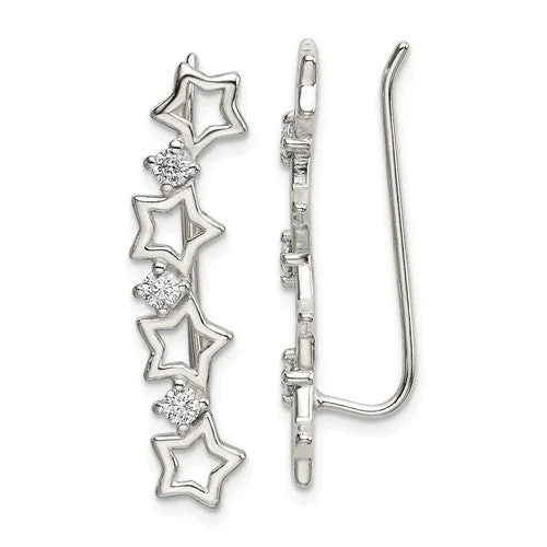 Ladies Earrings for Explorer Spark-Sterling Silver CZ Multiple Star Ear Climber Earrings