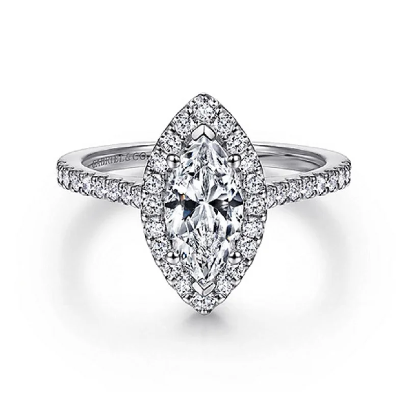 Ladies Engagement Rings with Petalite Shine-Gabriel & Co Carly - 14K White Gold Marquise Halo Diamond Engagement Ring