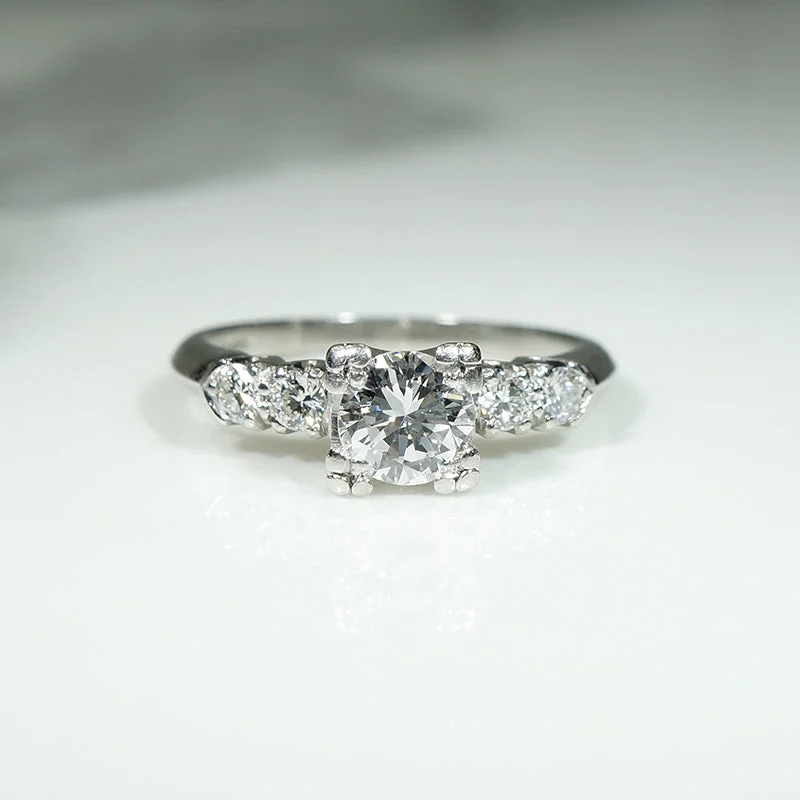 Ladies Engagement Rings Angel Glow-Elevated Diamond & Platinum 1940s Engagement Ring