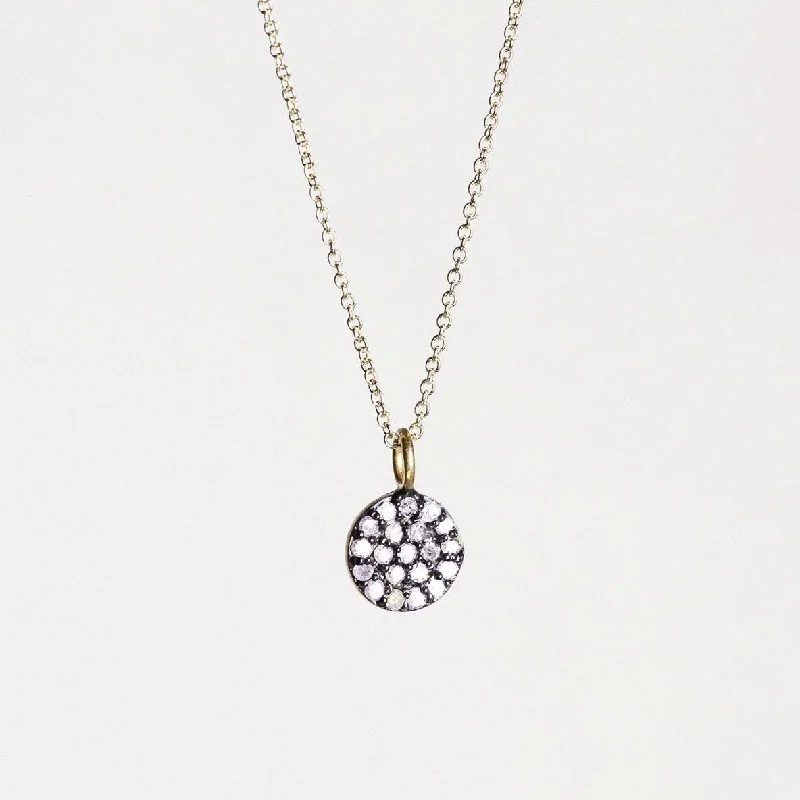 Ladies golden fall necklaces -Diamond Little Disc Necklace