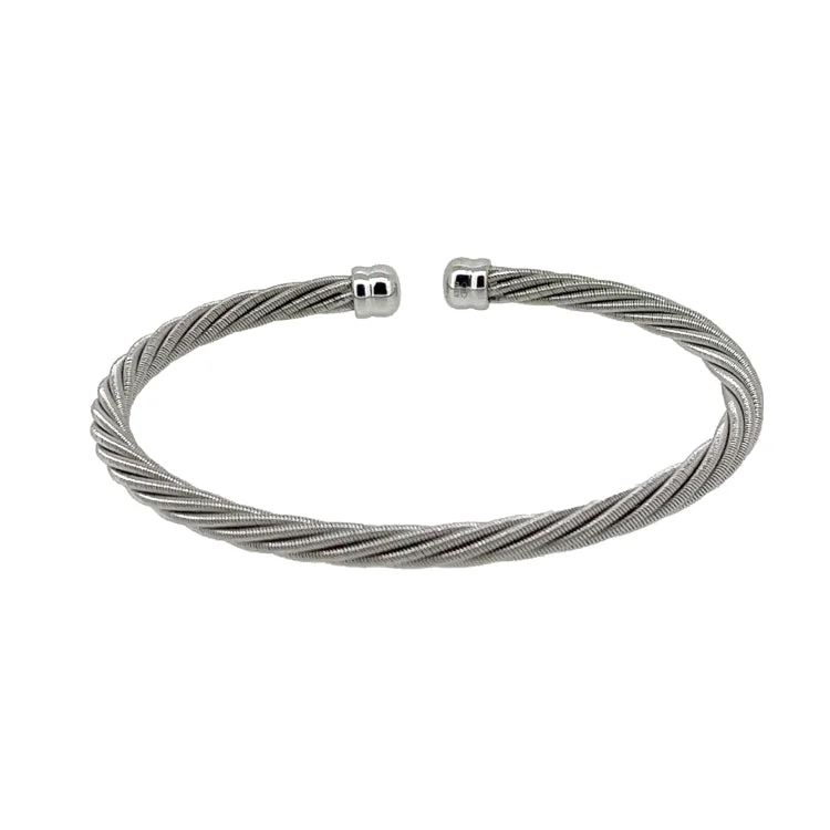 Halo burst bracelets -Rhodium Finished Sterling Silver Multi Cable Twisted Cuff Bracelet