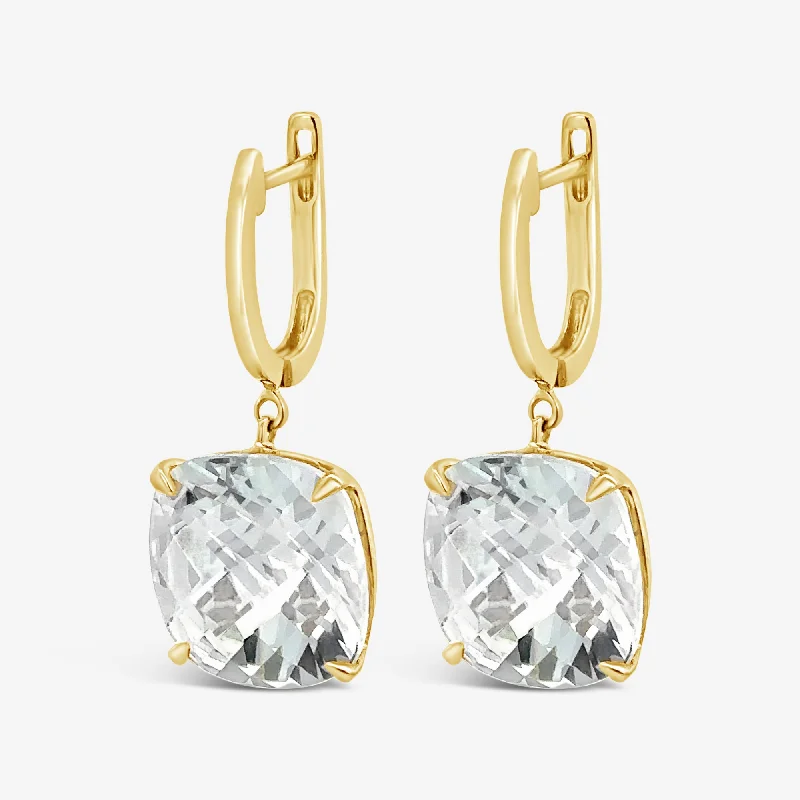 Ladies Earrings with Orbit Drops-White Topaz Briolette Collection Earrings