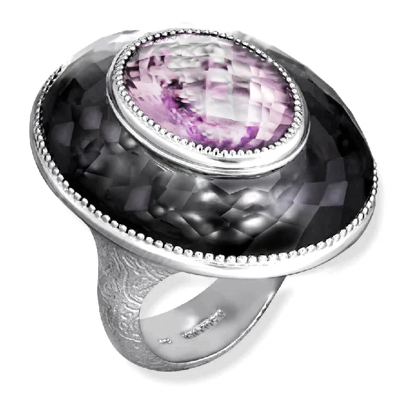 Ladies Rings for Engineer Shine-Silver Galactica Ring with Rose de France Amethyst