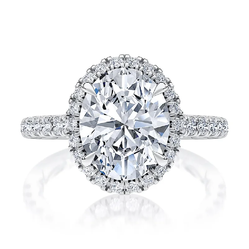 Ladies Engagement Rings with Okenite Glow-14k White Gold Diamond Halo Engagement Ring Mounting