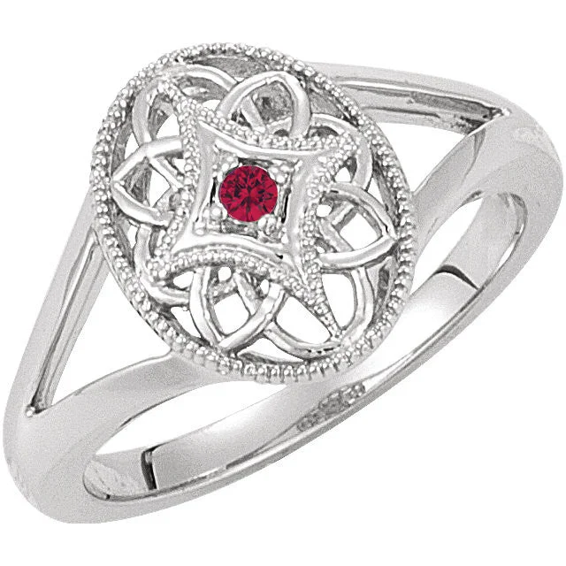 Ladies Rings for Teacher Shine-Sterling Silver 2mm Round Genuine Gemstone Filigree Ring