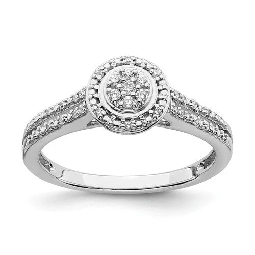 Ladies Engagement Rings with Pyroxmangite Spark-10k White Gold Diamond Round Halo Cluster Promise Engagement Ring