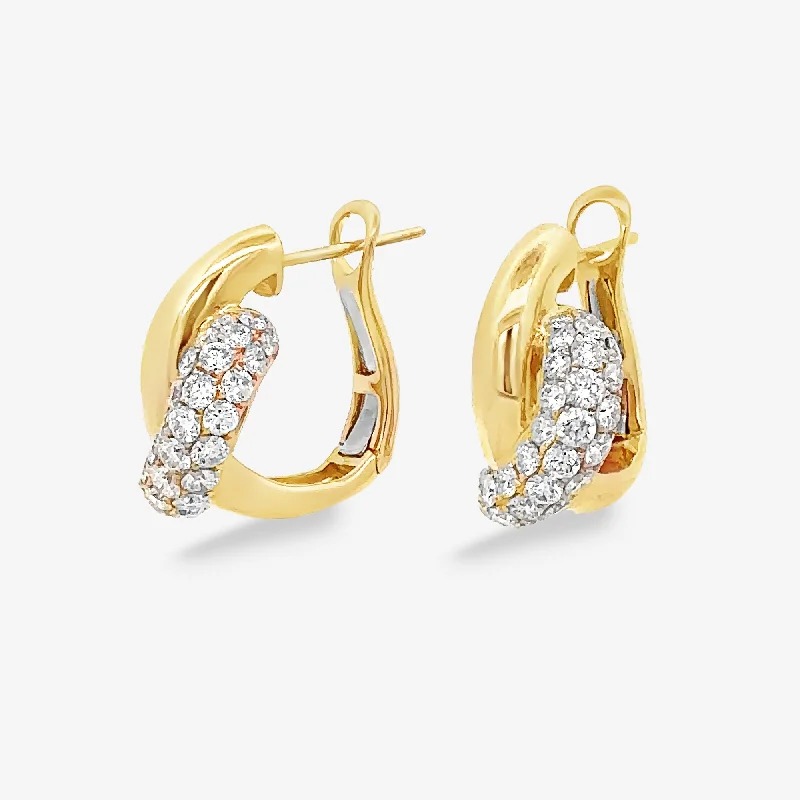 Ladies Earrings with Wing Glow-The Knot Diamond Huggie Earrings