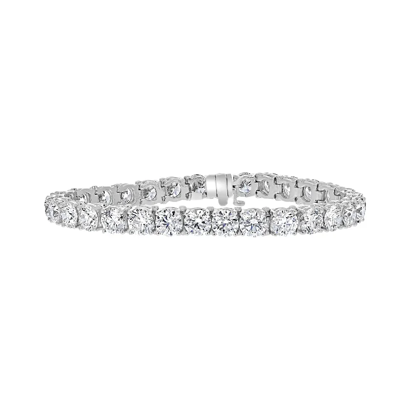 Delicate link bracelets -14KT WHITE GOLD 22.12 CTW ROUND DIAMOND 4 PRONG TENNIS BRACELET