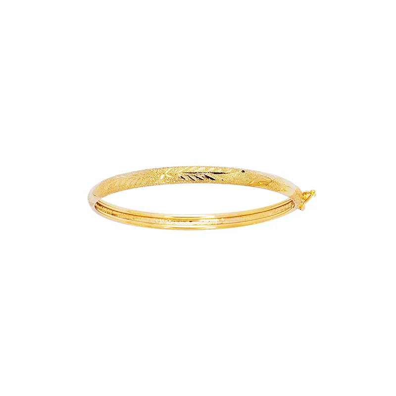 Desert bloom bracelets -14K Yellow Gold Filagree Pattern with Florentine Finish Childrens Bangle