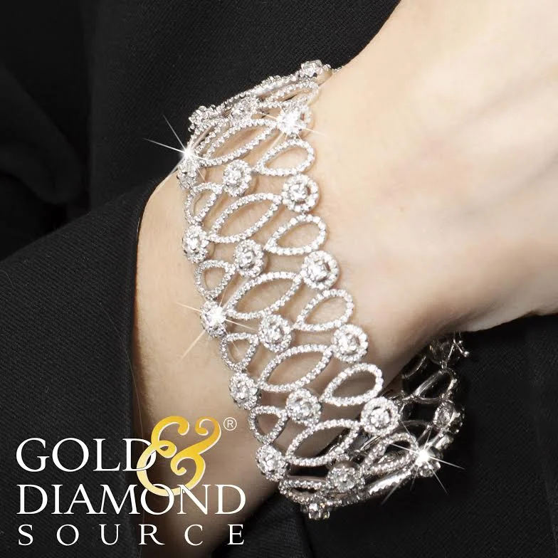 Enduring classic bracelets -14KT White Gold 16.50 CTW Diamond Fancy Design Bracelet