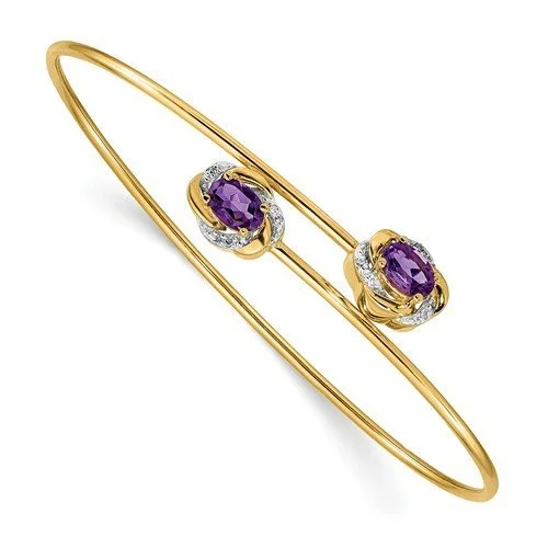 Courageous heart bracelets -14KT YELLOW GOLD 0.90 CTW AMETHYST & .03 CTW DIAMOND FLEX BANGLE