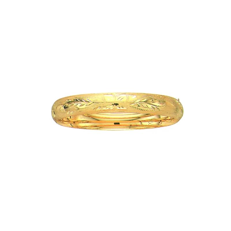 Heirloom treasure bracelets -14K Gold 10mm Floral Design Bangle