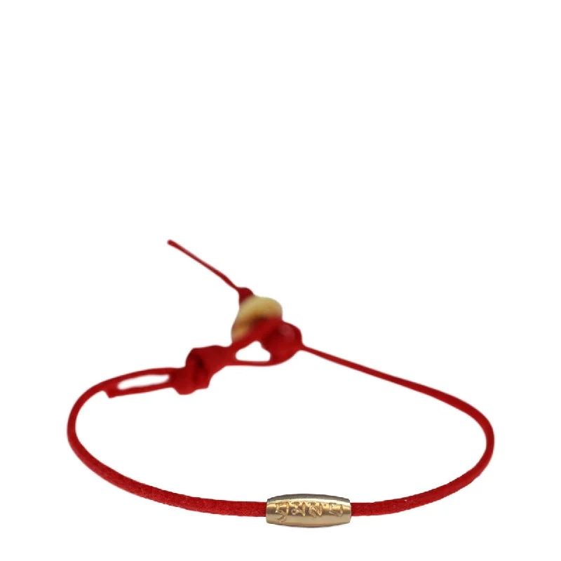 Feline grace bracelets -10K Gold Fine Love Bead Bracelet on Red Cord