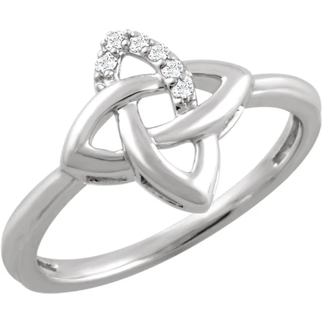 Ladies Rings with Heart Spark-Sterling Silver .06 CTW Diamond Celtic Knot Ring