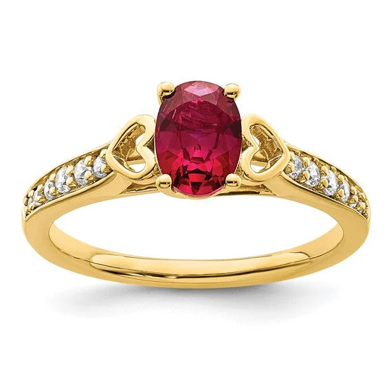 Ladies Rings with Cyan Euclase-14k Gold Side Hearts Ruby and Diamond Ring