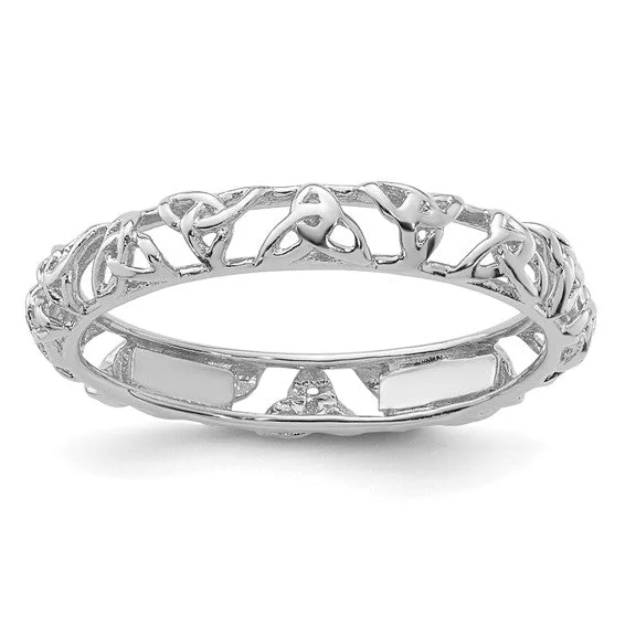 Ladies Rings with Silver Glow-Sterling Silver Stackable Expressions Celtic Knot Eternity Ring