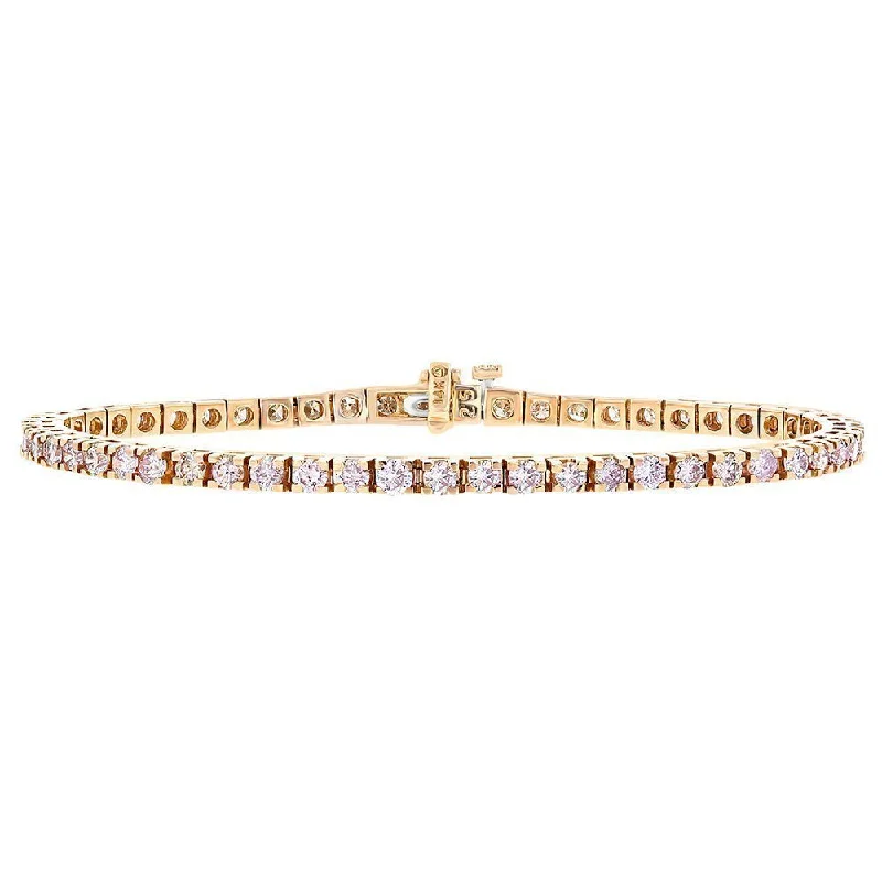 Distinctive unique bracelets -14KT ROSE GOLD 4.06CTW DIAMOND TENNIS BRACELET