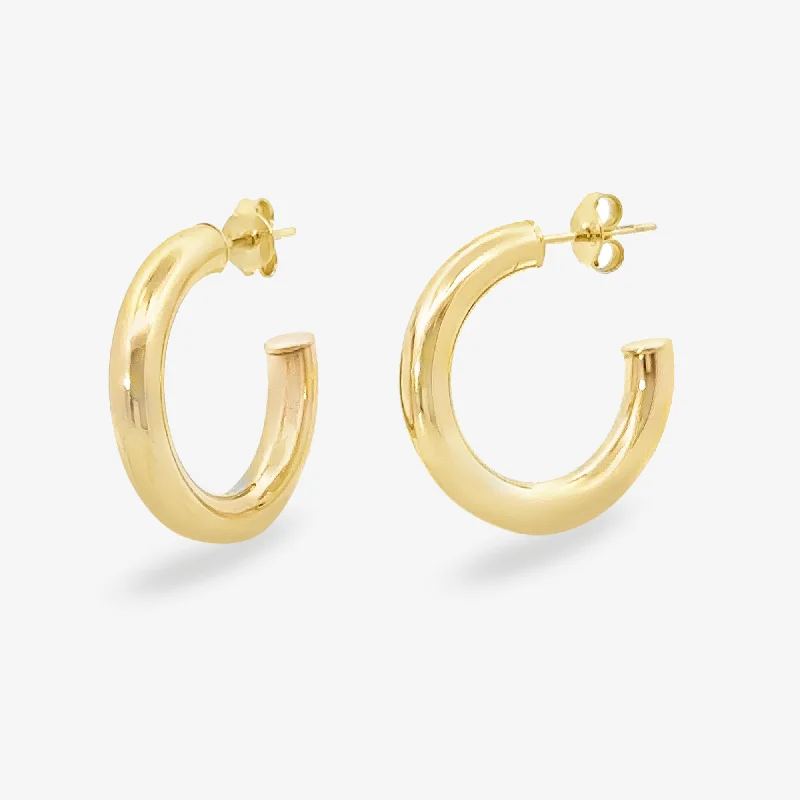 Ladies Earrings with Hex Spark-4MM Round .75" Gold Hoop Earrings