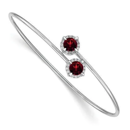 Anchor strength bracelets -14KT WHITE GOLD .90 CTW GARNET & .12 CTW DIAMOND FLEX BANGLE