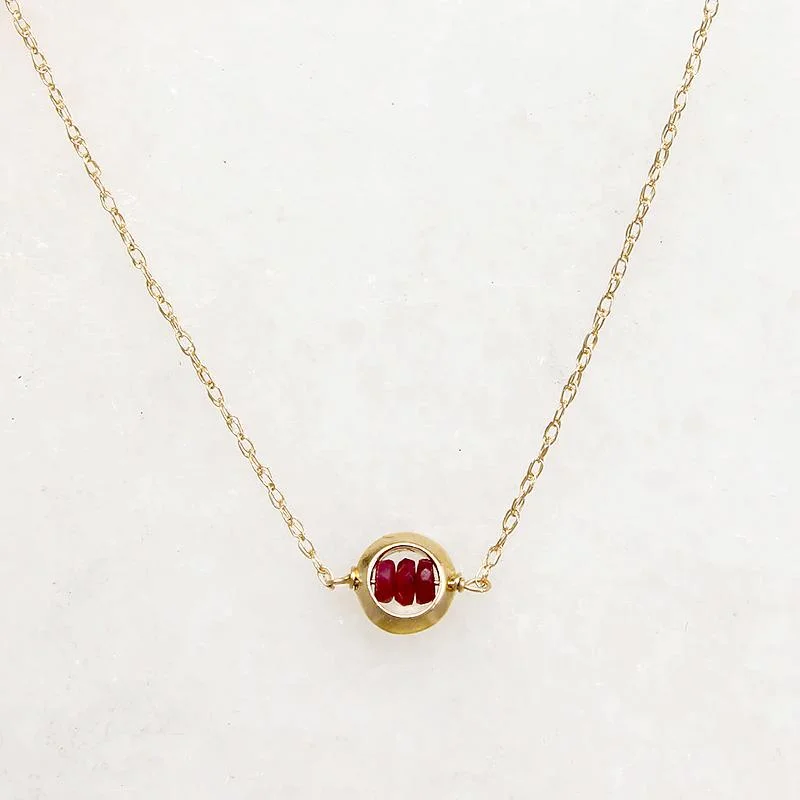 Ladies sandy coast necklaces -Scarlet Ruby Beads in Gold "O" Necklace by brunet