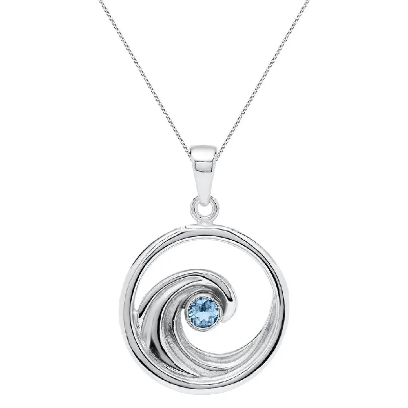 Ladies playful flair necklaces -LeStage® Cape Cod : Evening Tide - Wave and Blue Topaz Necklace