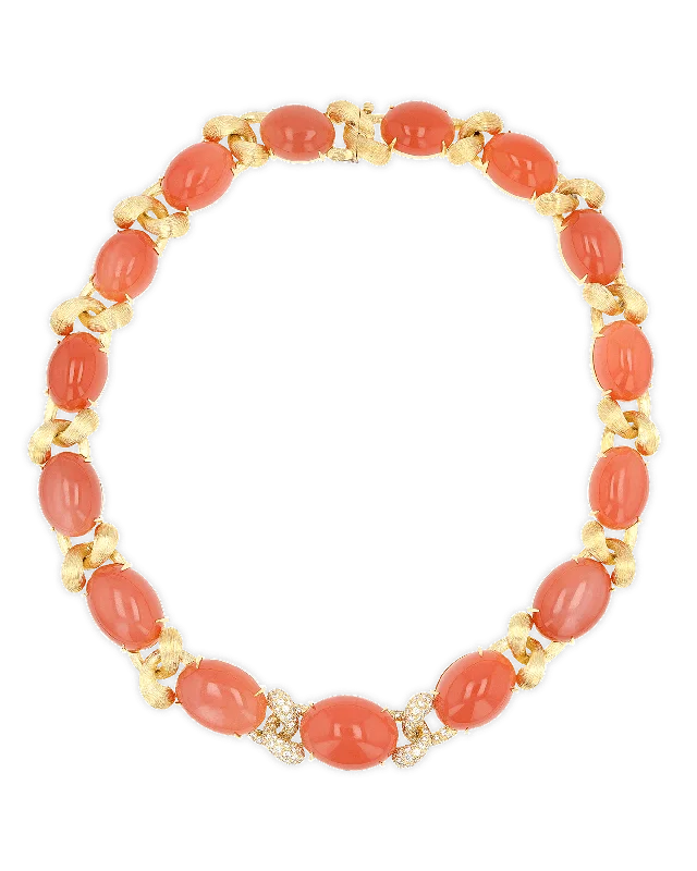 Ladies starry guide necklaces -Henry Dunay Orange Moonstone and Diamond Sabi Necklace