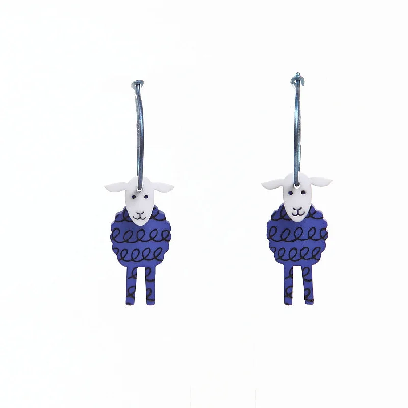 Ladies Earrings for Artist Shine-Lene Lundberg K-Form Blue Sheep Earrings