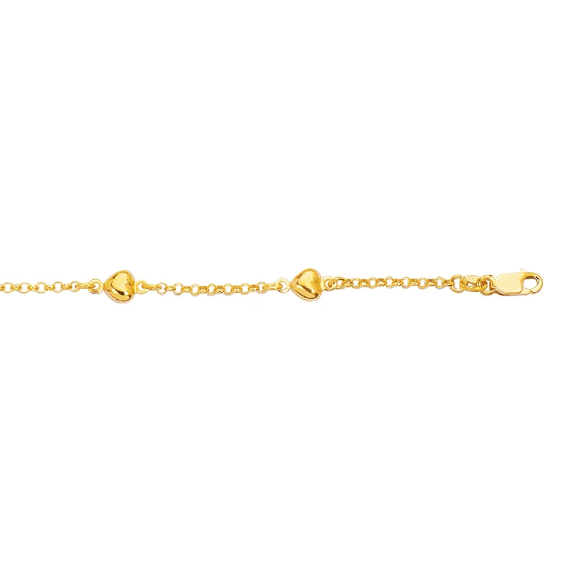 Playful charm bracelets -14K Gold Heart Station Bracelet