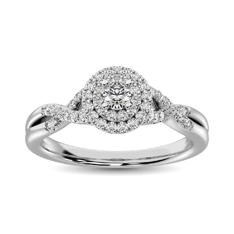 Ladies Engagement Rings with Petalite Shine-10K White Gold Multi-Stone Diamond 1/3 ct tw Engagement Ring